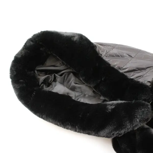 Laurier & Co Montreal Women's 2X Black Faux Fur Hooded Rmv Sleeves Puffer Jacket