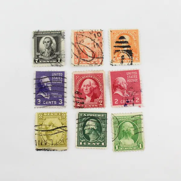 Lot Of 9 United States Mixed Stamps Used George Washington Adams Jefferson