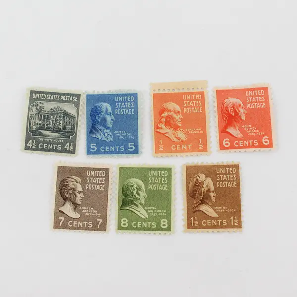 Lot Of 7 United States Mixed Stamps Mint Hinged Prexies