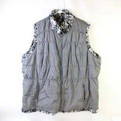 Dennis Basso Women's 3X Gray Faux Fur Animal Print Full Zip Collared Vest