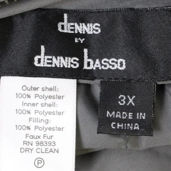 Dennis Basso Women's 3X Gray Faux Fur Animal Print Full Zip Collared Vest