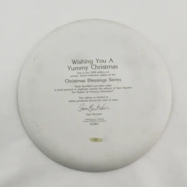 Precious Moments "Wish You A Yummy Christmas" Sam Butcher Collector Plate 1990