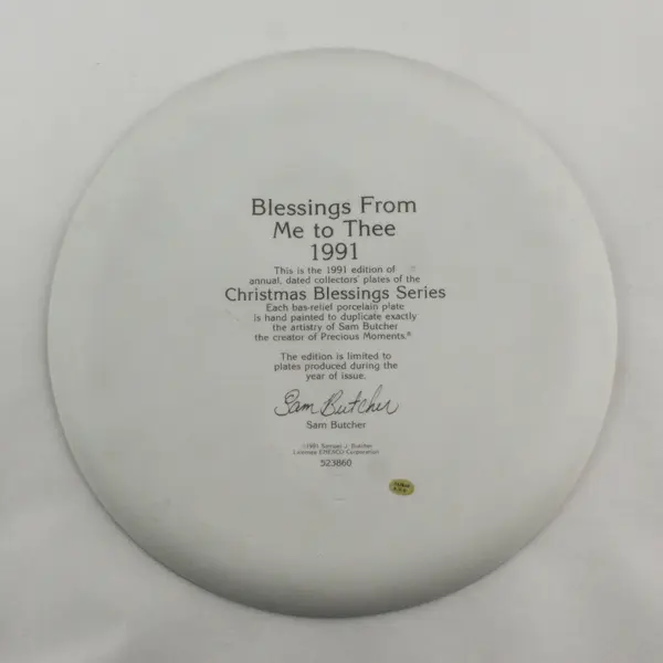Precious Moments "Blessings From Me To Thee" Sam Butcher Collector Plate 1991
