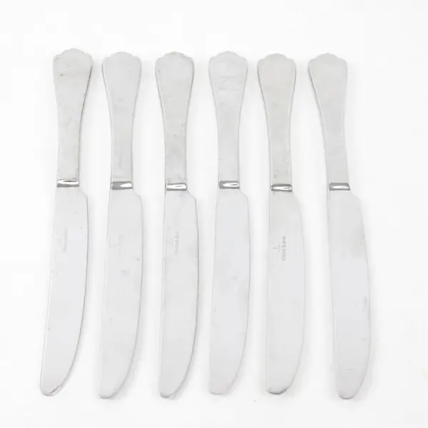 Lot of 6 Villeroy & Boch Medina Pattern 18/10 SS Solid Dinner Knives 9.5" Good