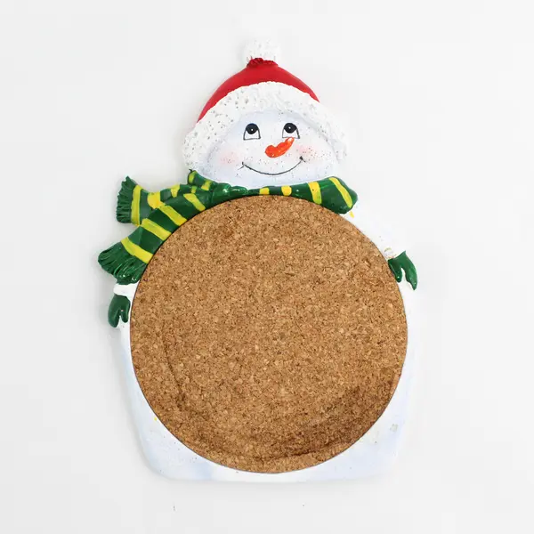 Set of 3 Ceramic Snowman Coasters w/ Cork Centers Holiday Gift