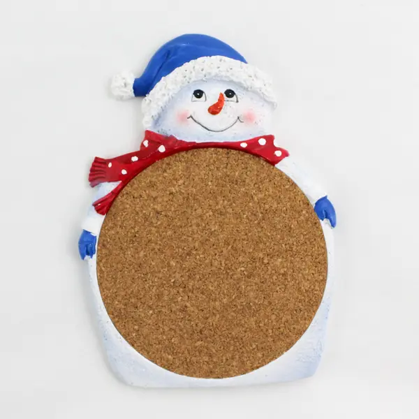 Set of 3 Ceramic Snowman Coasters w/ Cork Centers Holiday Gift