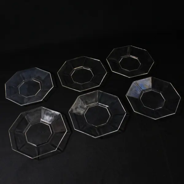 Set of 6 Arcoroc Octime Clear Glass Saucers 5.5"