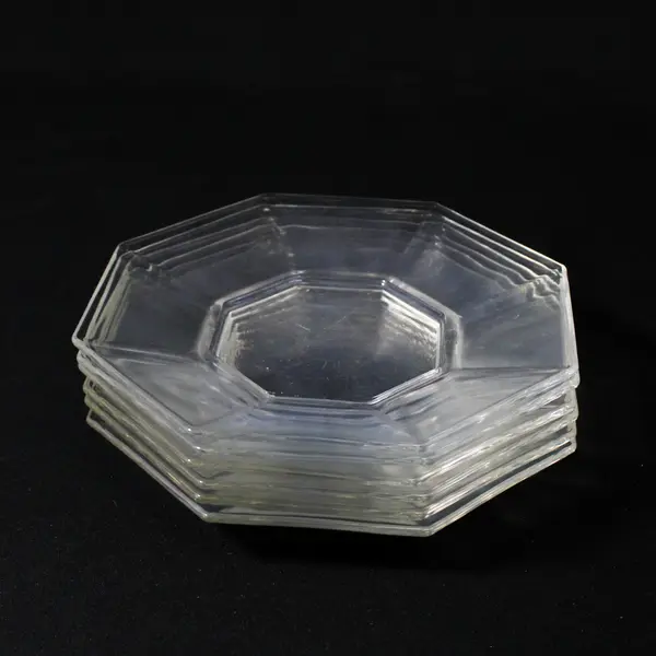 Set of 6 Arcoroc Octime Clear Glass Saucers 5.5"