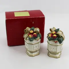 Fitz & Floyd Christmas Salt & Pepper Shakers Pair Collectible