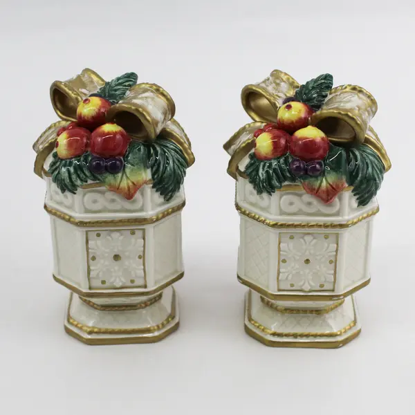 Fitz & Floyd Christmas Salt & Pepper Shakers Pair Collectible