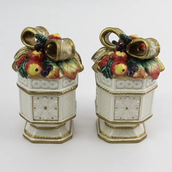Fitz & Floyd Christmas Salt & Pepper Shakers Pair Collectible