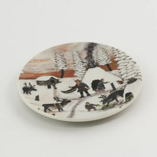 A. Alariesto Arabia Finland "A Village Of Lapps In Winter" Collectible Plate 5"