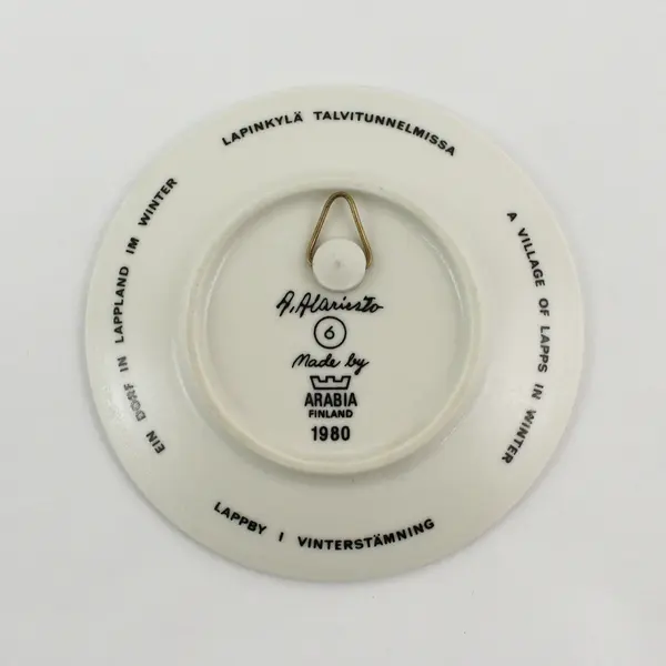 A. Alariesto Arabia Finland "A Village Of Lapps In Winter" Collectible Plate 5"