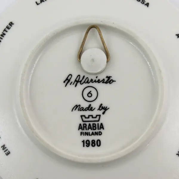 A. Alariesto Arabia Finland "A Village Of Lapps In Winter" Collectible Plate 5"