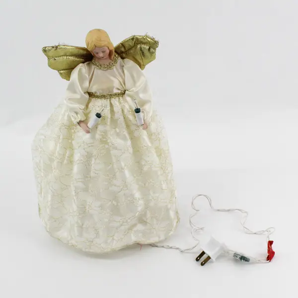 Vintage Porcelain Face Angel Tree Topper Light-Up Christmas Holiday
