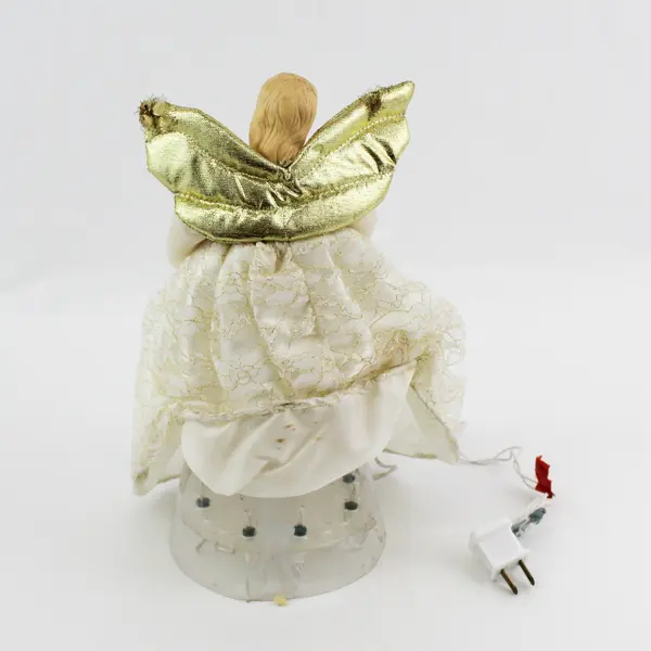 Vintage Porcelain Face Angel Tree Topper Light-Up Christmas Holiday