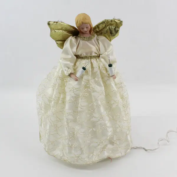 Vintage Porcelain Face Angel Tree Topper Light-Up Christmas Holiday