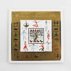 Vintage Berggren 6x6 Trivet Tile On the Ninth Day of Christmas Holiday