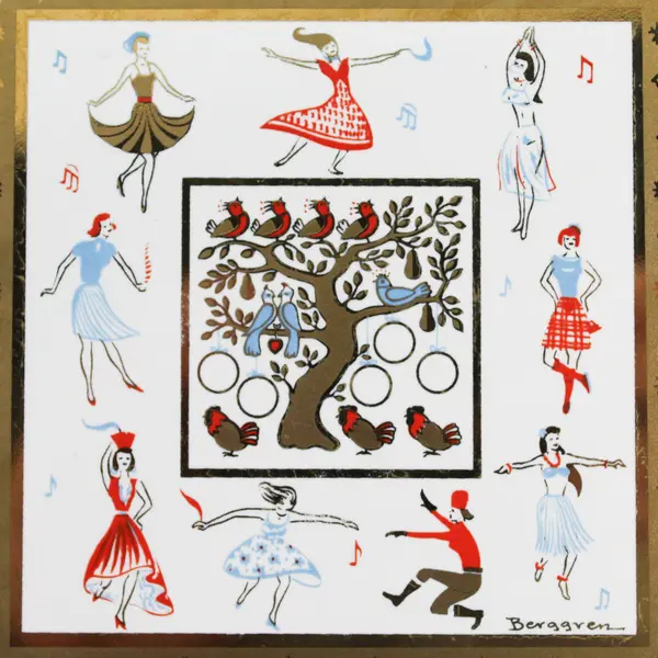 Vintage Berggren 6x6 Trivet Tile On the Ninth Day of Christmas Holiday