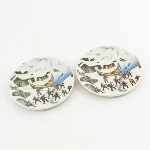 Lot Of 2 A. Alariesto Arabia Finland "The Finns Watching Whales" Decor Plates
