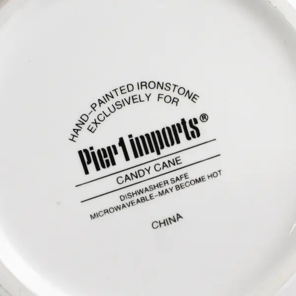 Pier 1 Candy Cane Ceramic Soup/Cereal Bowl Red White Holiday