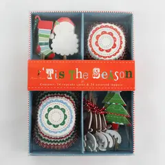 Meri Meri 'Tis the Season 24 Cupcake Cases & 24 Assorted Toppers Christmas