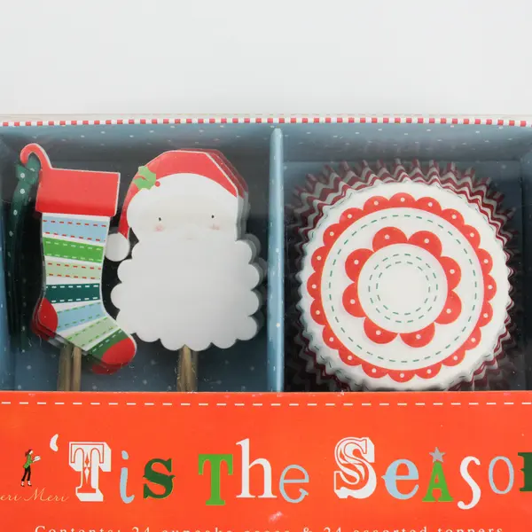 Meri Meri 'Tis the Season 24 Cupcake Cases & 24 Assorted Toppers Christmas