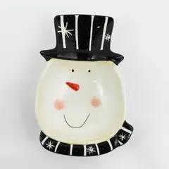 Dan DiPaolo Ceramic Snowman Spoon Rest Top Hat Dish - Certified International