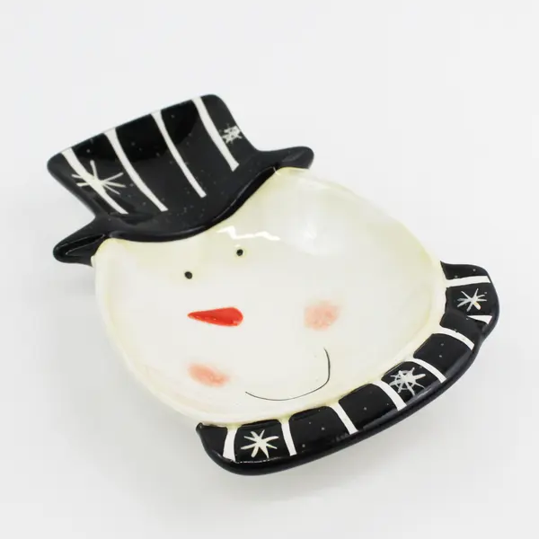 Dan DiPaolo Ceramic Snowman Spoon Rest Top Hat Dish - Certified International