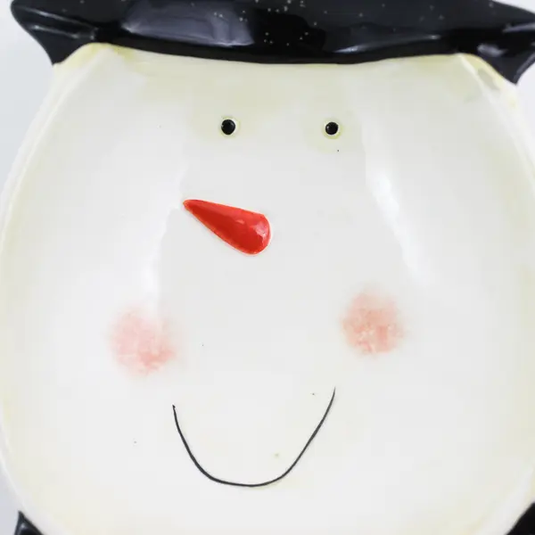 Dan DiPaolo Ceramic Snowman Spoon Rest Top Hat Dish - Certified International