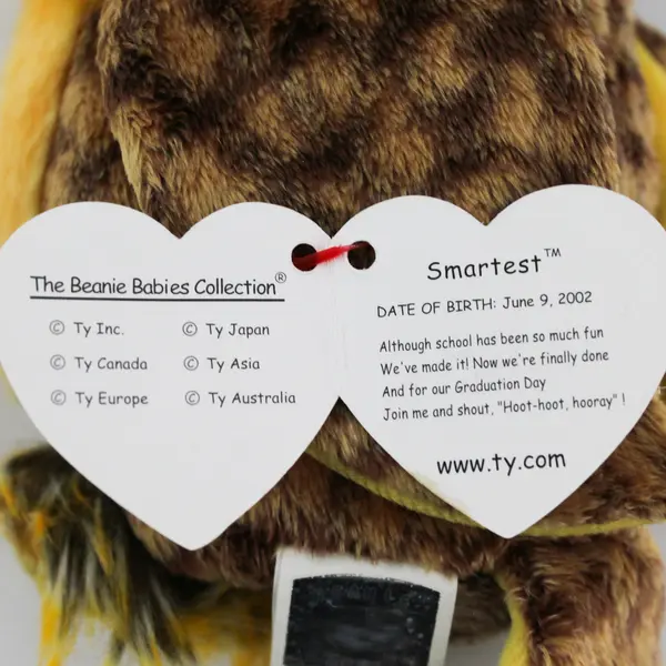 TY Beanie Babies Smartest 2002 Graduation Owl W/ Tag Plush Toy