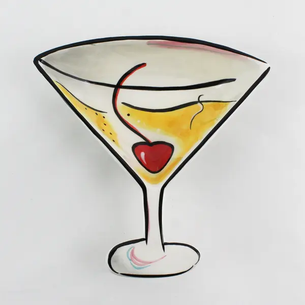 Clay Art Hand-Painted Ceramic Martini Serving Dish 7"