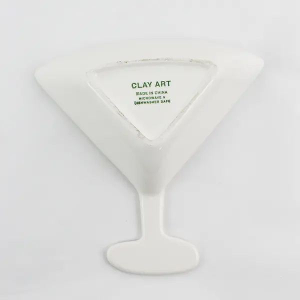 Clay Art Hand-Painted Ceramic Martini Serving Dish 7"