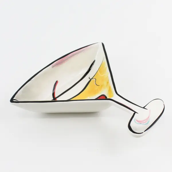 Clay Art Hand-Painted Ceramic Martini Serving Dish 7"
