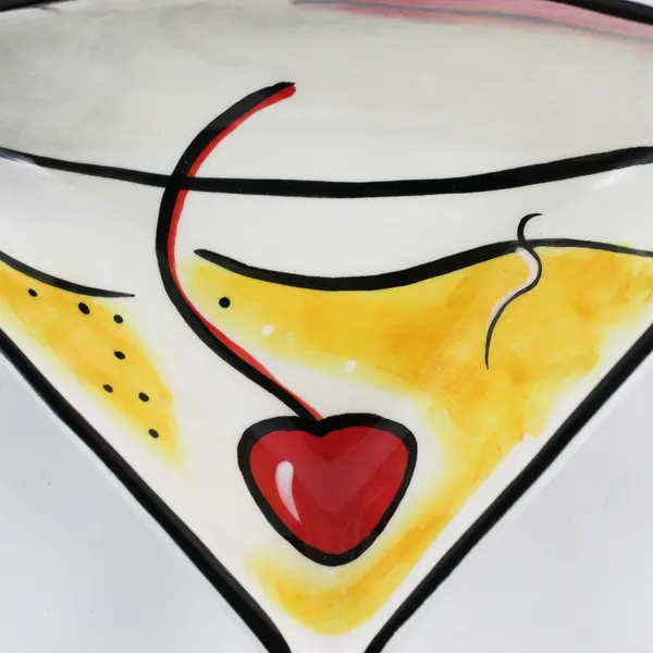 Clay Art Hand-Painted Ceramic Martini Serving Dish 7"