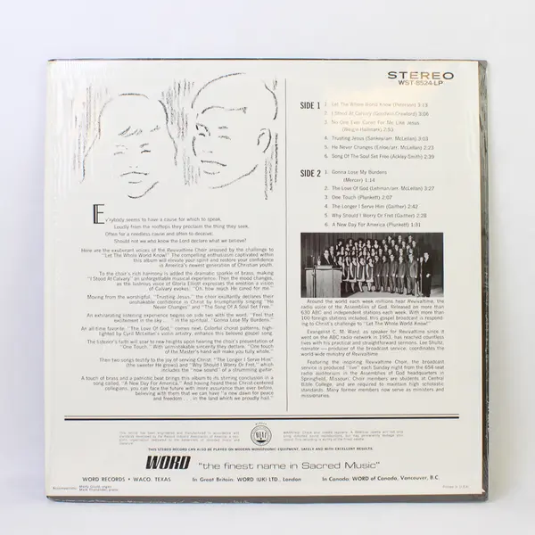 The Revivaltime Choir - Let The Whole World Know - 12" Vinyl Record