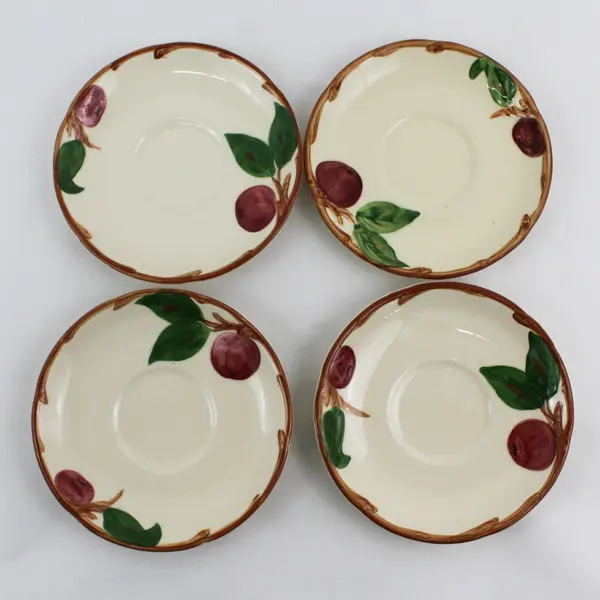 Set of 4 Franciscan Ware Apple Pattern Ceramic Saucers 5-3/4"