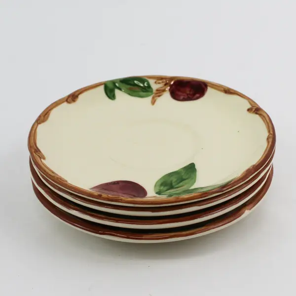 Set of 4 Franciscan Ware Apple Pattern Ceramic Saucers 5-3/4"