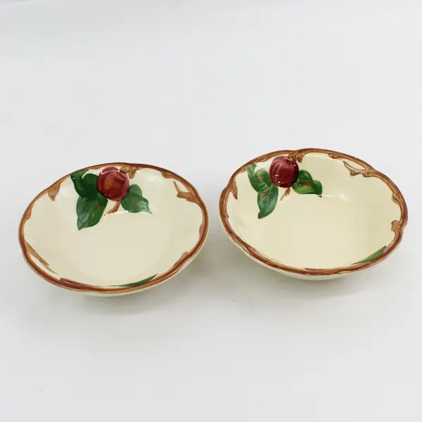 Set of 2 Franciscan Ware Apple Pattern Ceramic Coupe Cereal Bowls 6"