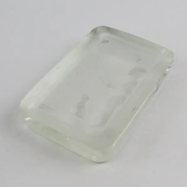 Glen Jones Etched Glass Paperweight Boy & Dog Flying Kite Collectible