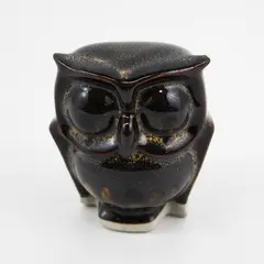 Vintage Brown Glazed Ceramic Owl Figurine 3.5" Tall Collectible
