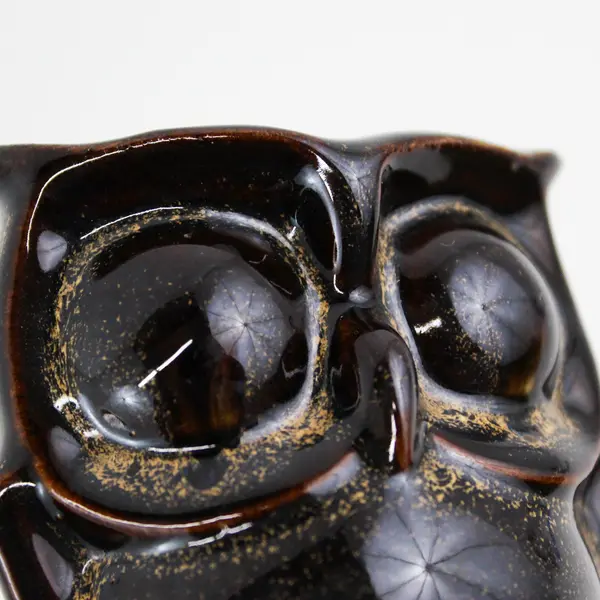 Vintage Brown Glazed Ceramic Owl Figurine 3.5" Tall Collectible