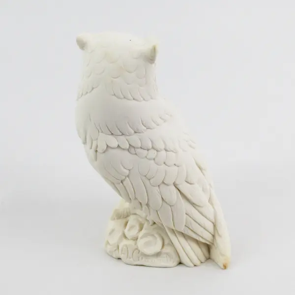 Vintage A. Giannelli White Alabaster Horned Owl Figurine 5in Italy