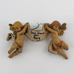 1986 Fontanini #610 Cherub Pair with Banner 'House on the Mountain'