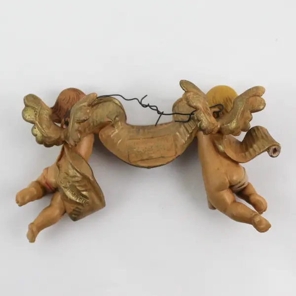 1986 Fontanini #610 Cherub Pair with Banner 'House on the Mountain'