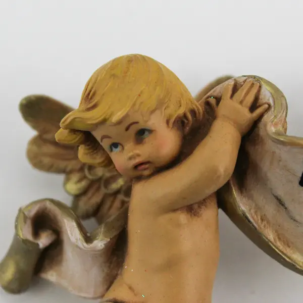 1986 Fontanini #610 Cherub Pair with Banner 'House on the Mountain'