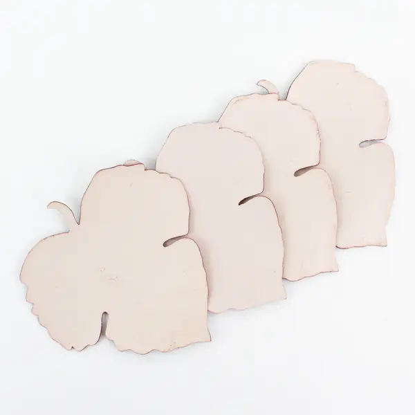 Set of 4 Red Leaf Vinyl Coasters 6 x 5.5 in Barware Collectible