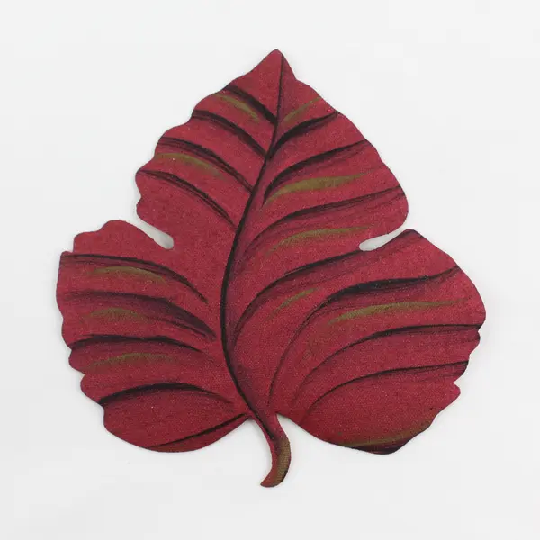 Set of 4 Red Leaf Vinyl Coasters 6 x 5.5 in Barware Collectible
