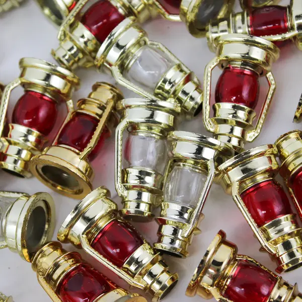 Lot of 53 Vintage Miniature Lantern Light Covers for Christmas Lights Red/Clear