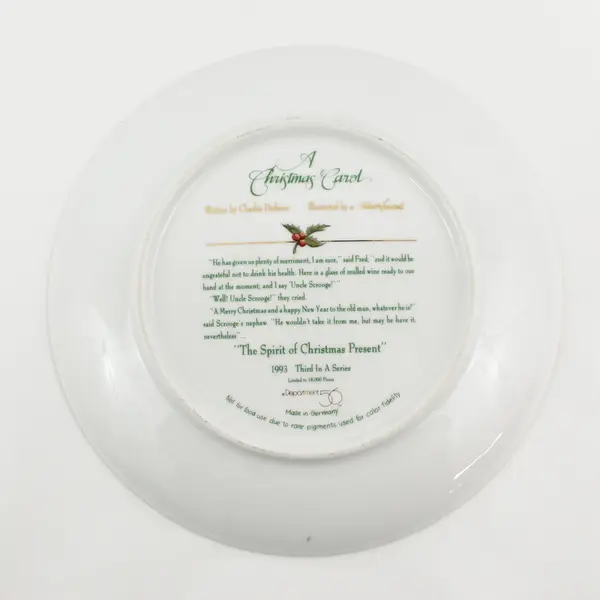 Department 56 "The Spirit Of Christmas Present" A Christmas Carol Plate 1993
